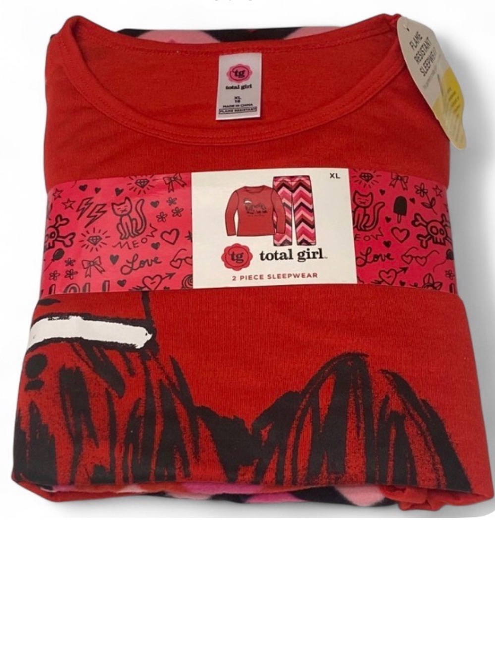 Total Girl Girls XL 16 Bad Hair Day Holiday Pajama Set Fleece Santa Dog NWT